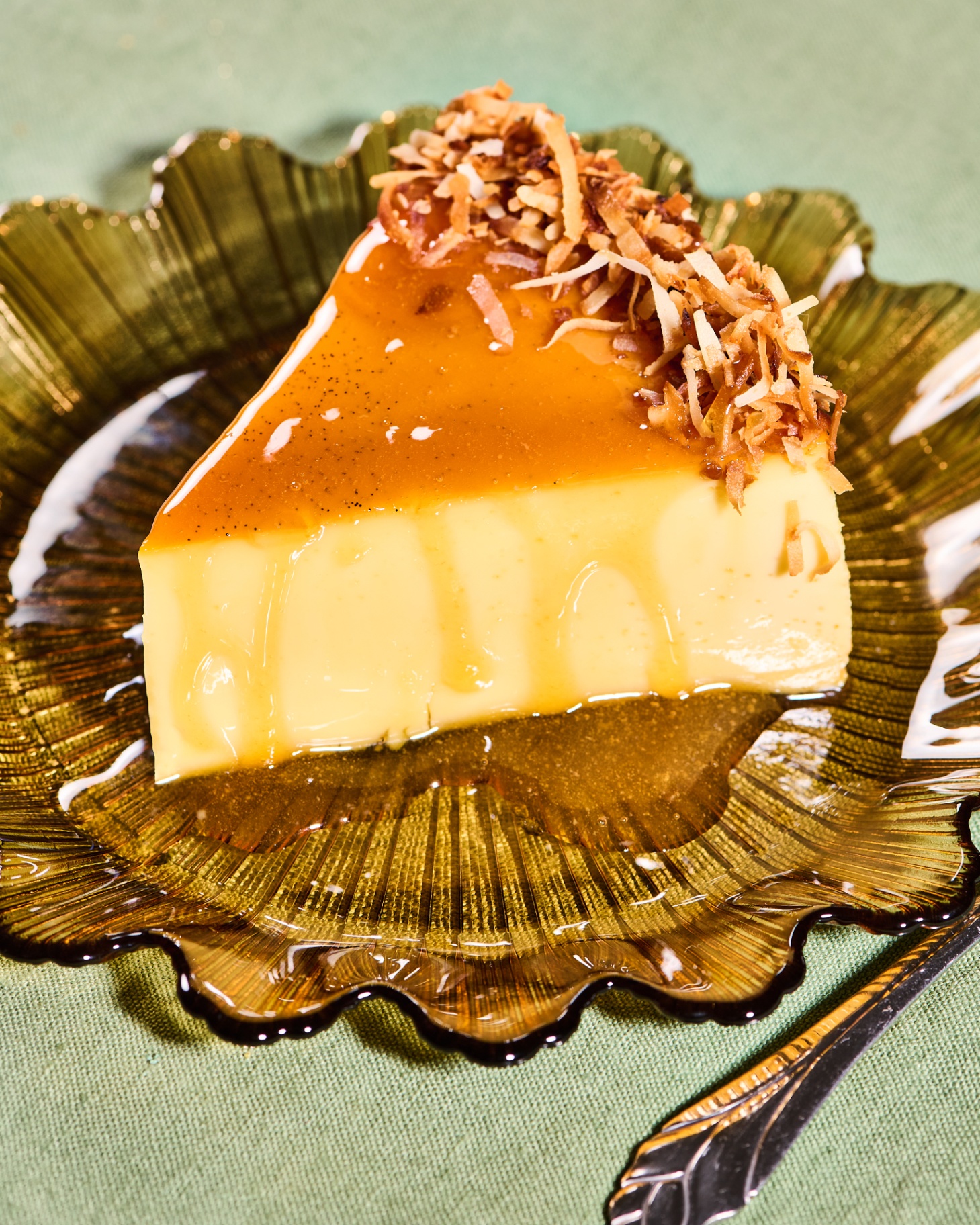 Flan de coco with toasted coconut